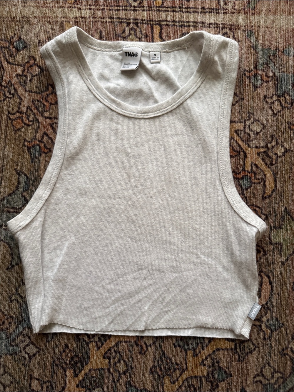 Aritzia TNA Ribbed Crop Tank in Light Grey